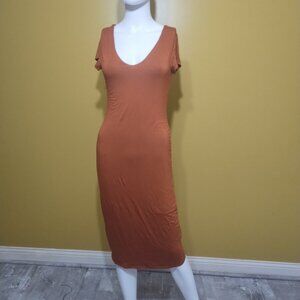 See You Monday Short Sleeve Bodycon Midi Dress L Casual Minimalist